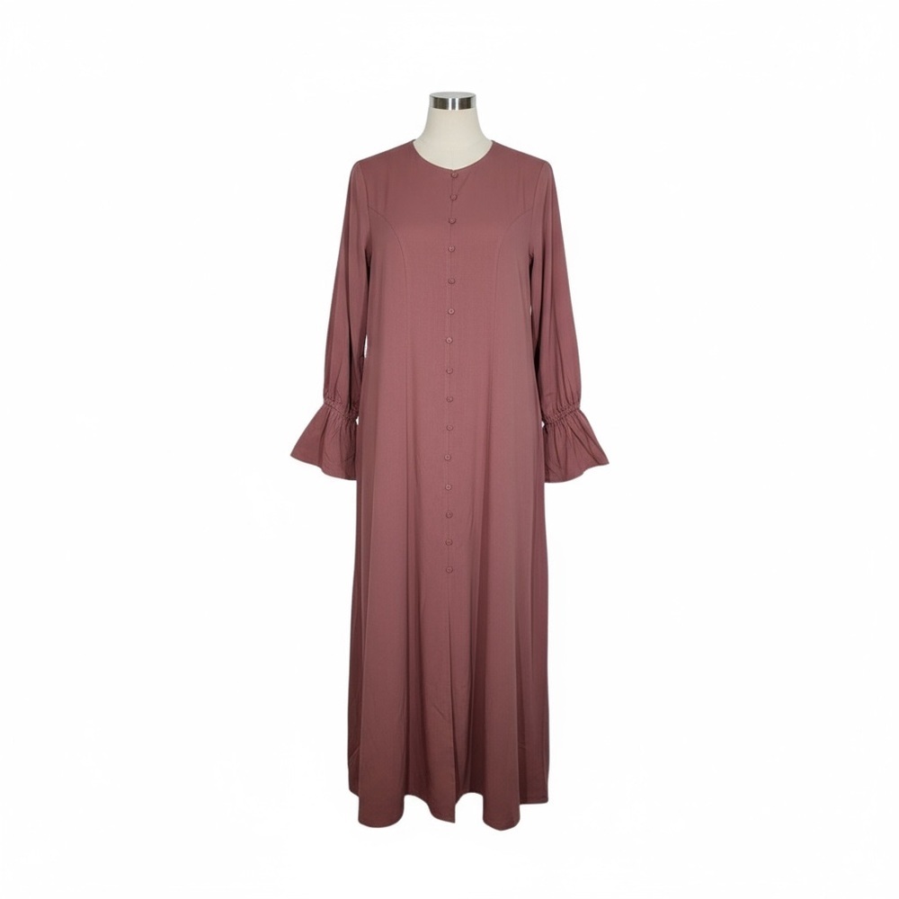 Veiled New York Long Sleeve Maxi Dress Womens Size L Modesty Gown Button Detail